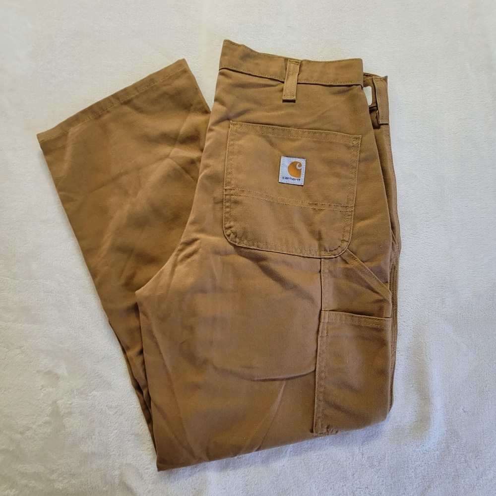 Carhartt Dungaree Fit Pants Mens 32x28 Brown Canvas Workwear Utility Straight